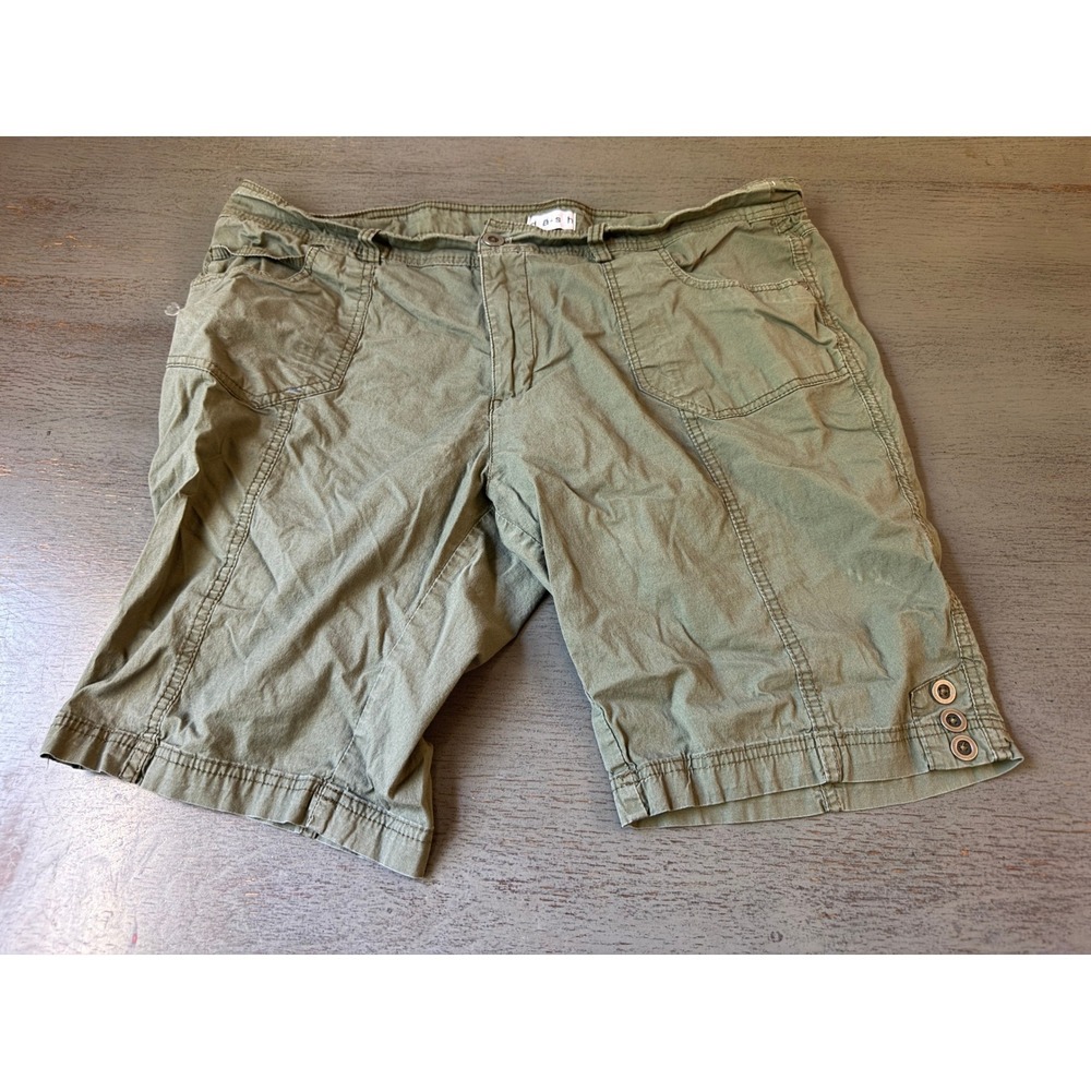 Dash Olive Green Cargo Bermuda Shorts Plus Size 18W Cotton Stretch Utility